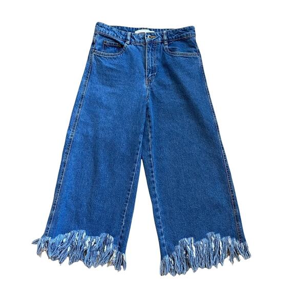 Zara Trafuluc Wide Leg Cropped Culottes Jeans Size 2 - Picture 1 of 8